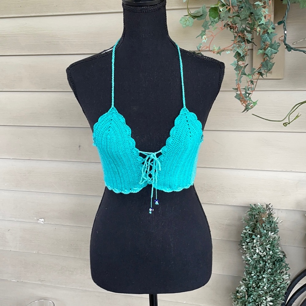 Handmade crochet bikini top , one size fits for small-Medium-Large- %100 cotton